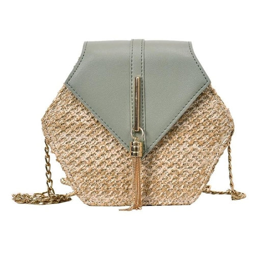 Fashion Hexagon Mulit Style Straw+pu Bag Handbags