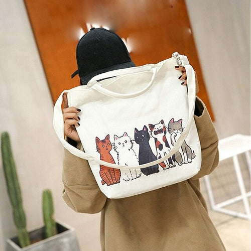 Fashion handbag women Cartoon Cats Printed Beach