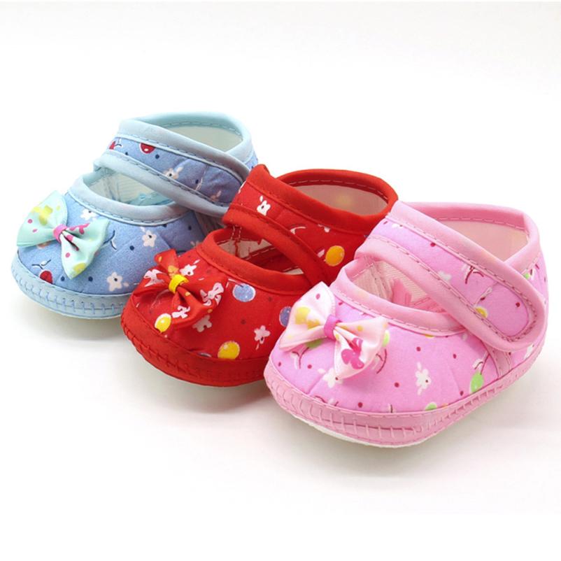 First Walker Newborn Baby Bow Girls Soft Sole