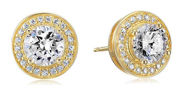 Halo Stud Earrings with Crystals with Gift Box