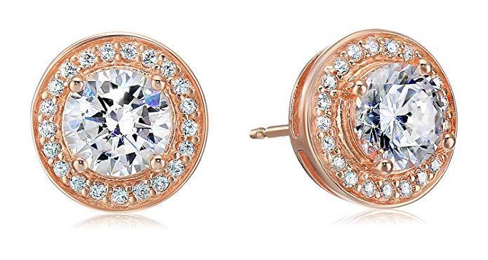 Halo Stud Earrings with Crystals with Gift Box