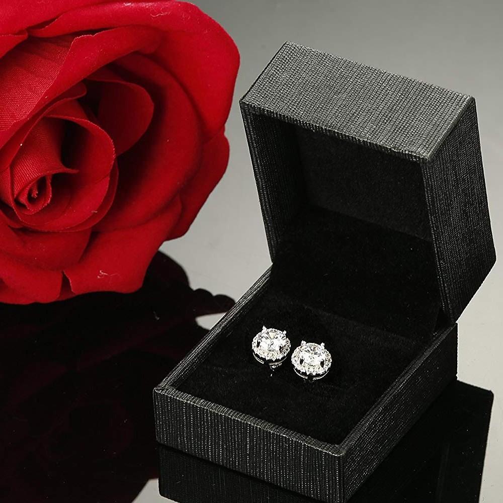 Halo Stud Earrings with Crystals with Gift Box