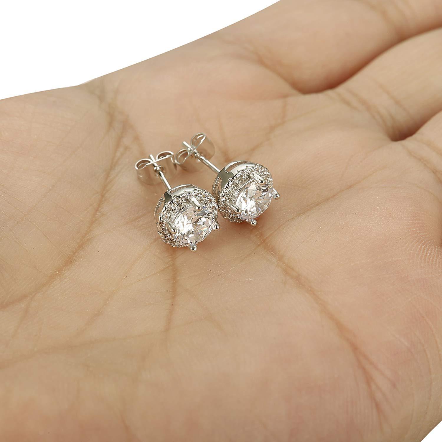 Halo Stud Earrings with Crystals with Gift Box