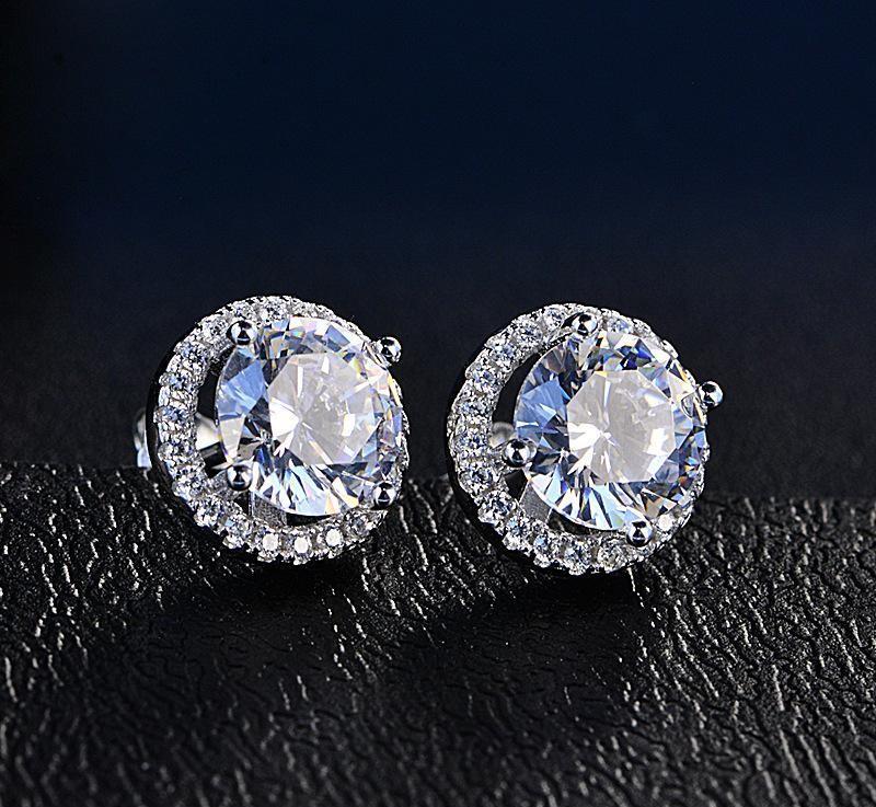 Halo Stud Earrings with  Crystals with FREE Gift Box | Silver Milo