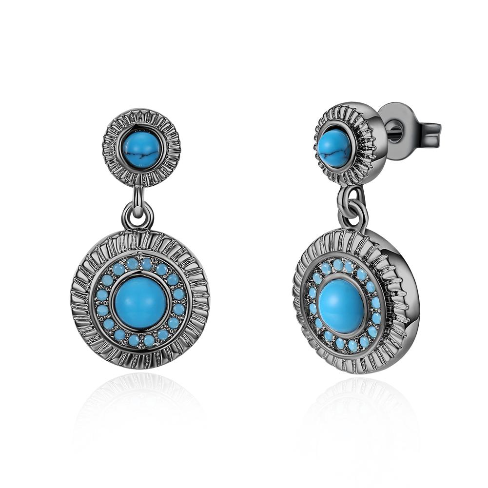 Stud Earring in 18K White Gold PlatedTurquoise Stone