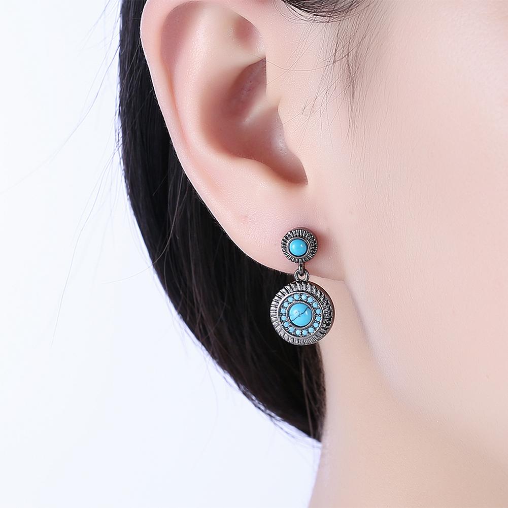 Stud Earring in 18K White Gold PlatedTurquoise Stone | Silver Milo