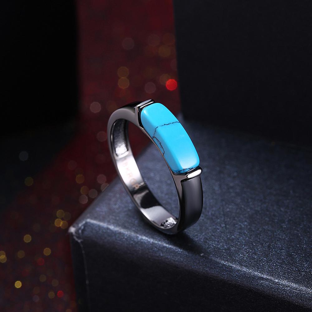 18K Gold Plated Corinne Blue Turquoise Band Ring made with  Crystals