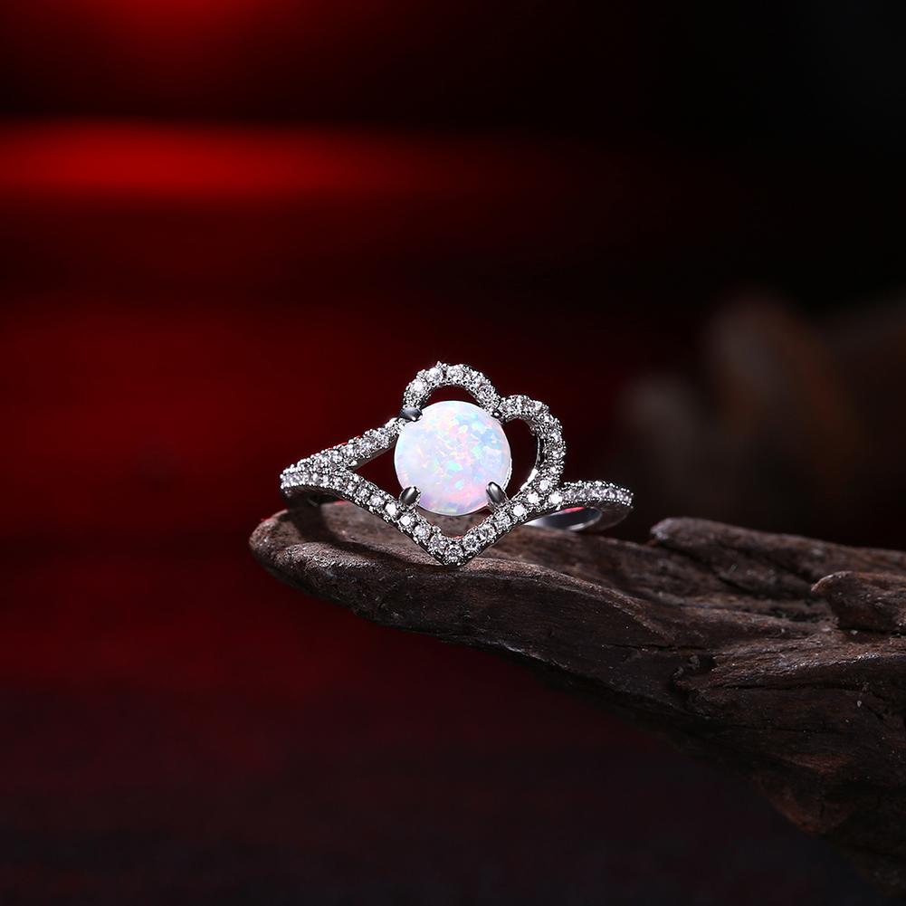 18K White Gold Plated Nikita Opal Created Ring made with  Crystals