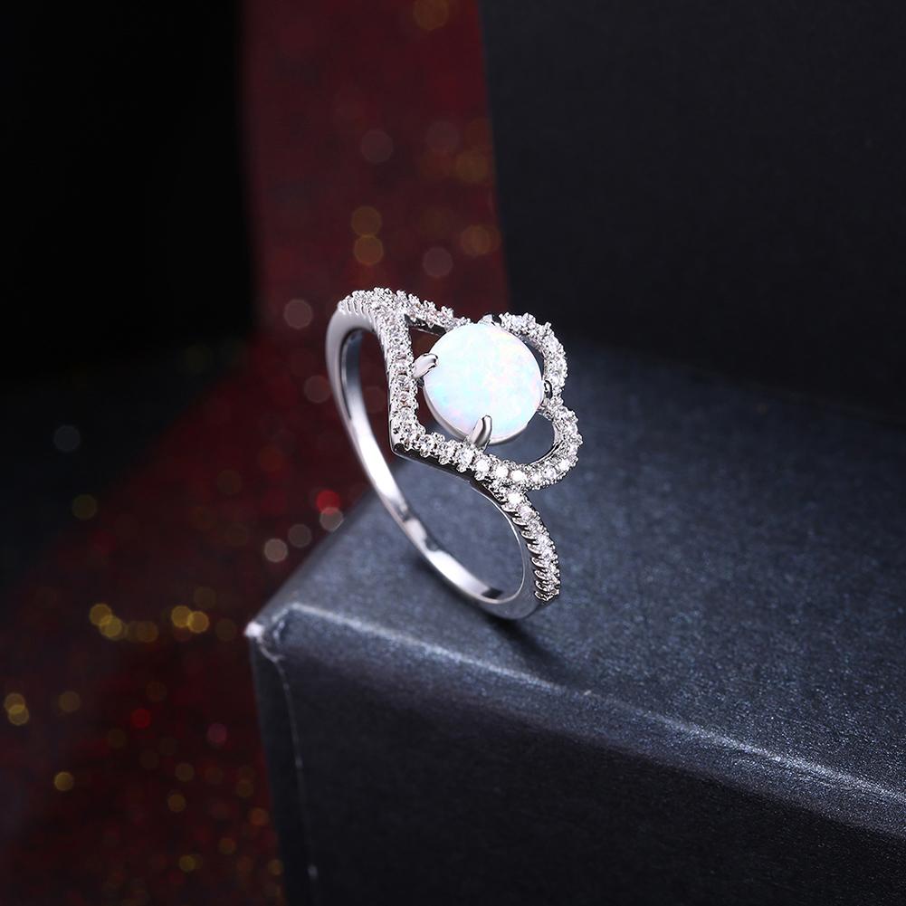 18K White Gold Plated Nikita Opal Created Ring made with  Crystals