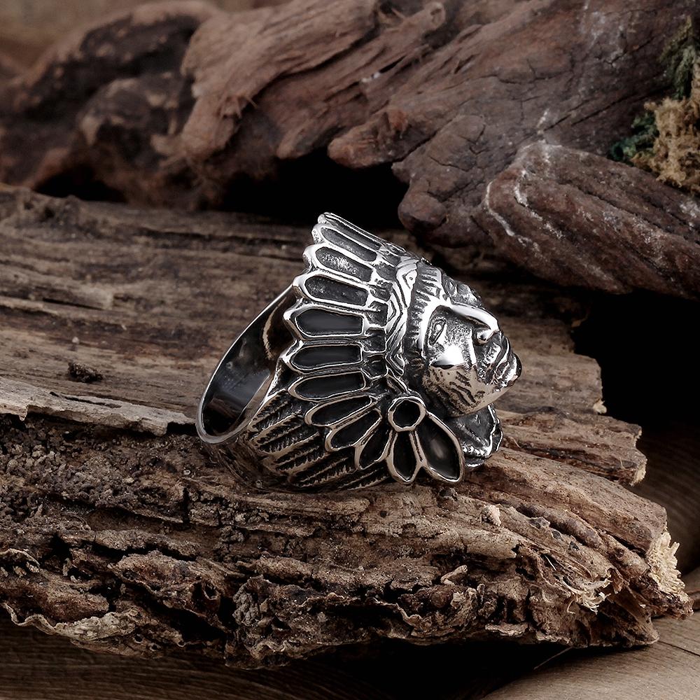 316L Stainless Steel Old Chief Men's Ring