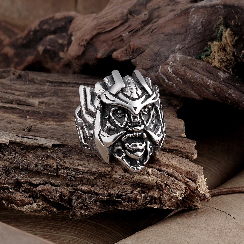 316L Stainless Steel Silver Japanese Dragon Men's Ring