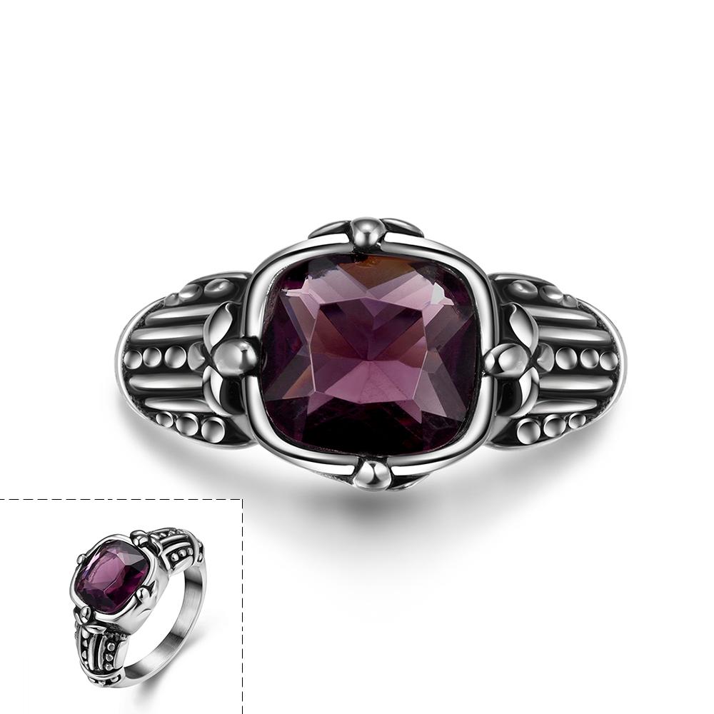 316L Stainless Steel Purple Crystal Filligree Men's Ring | Silver Milo