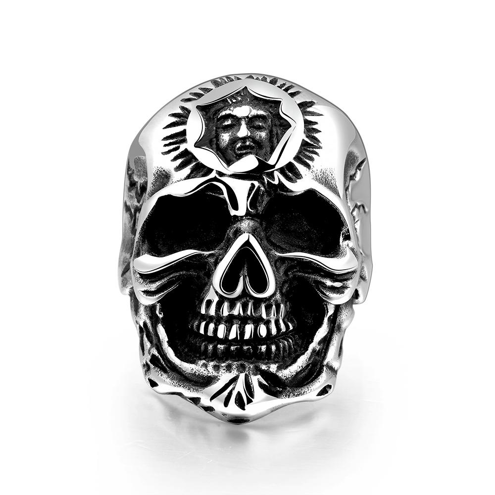 316L Stainless Steel Mexican Black Skull Men's Ring | Silver Milo