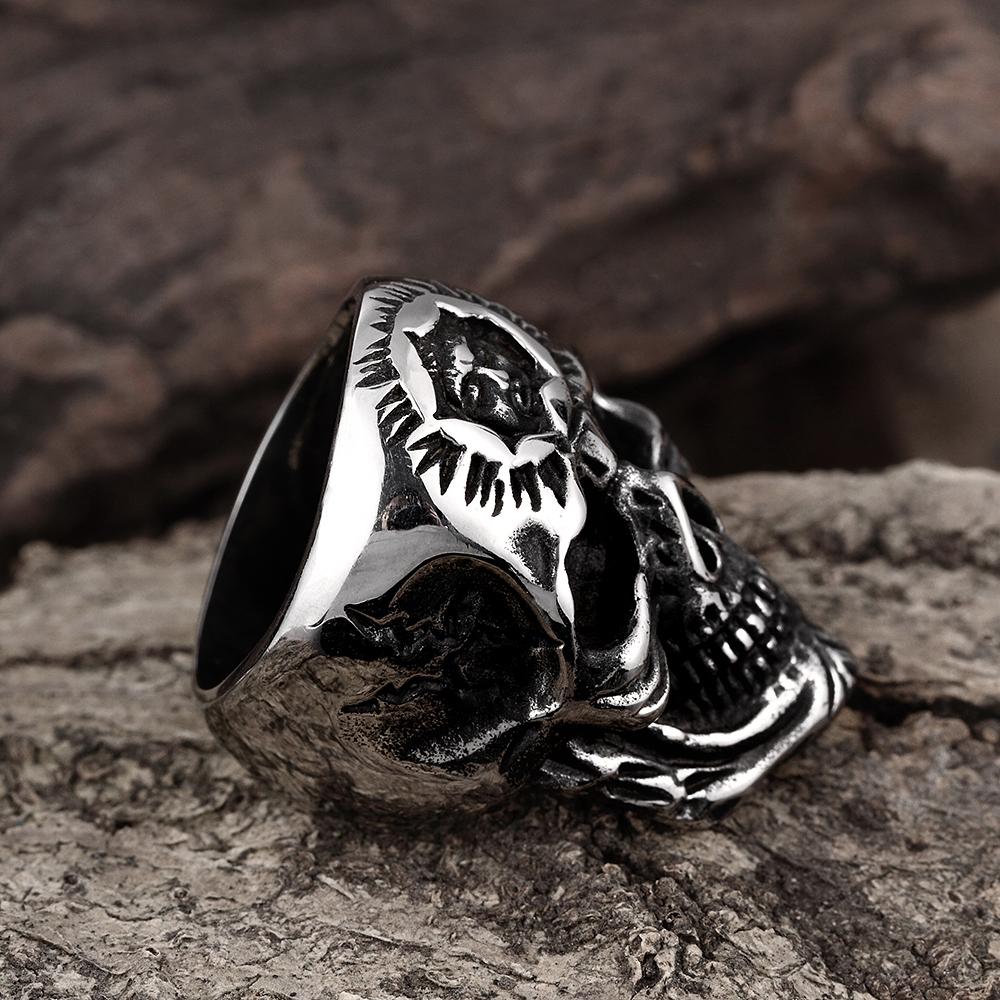 316L Stainless Steel Mexican Black Skull Men's Ring