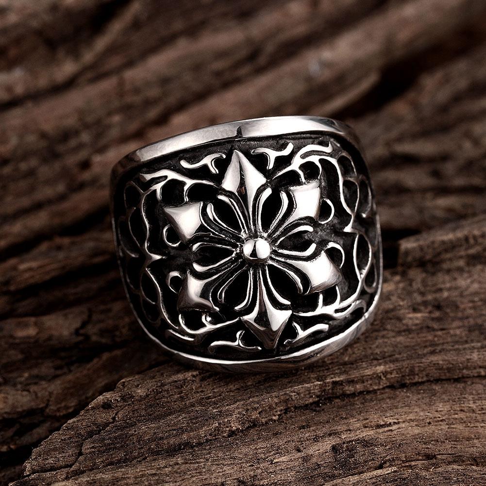 316L Stainless Steel Abstract Floral Statement Ring