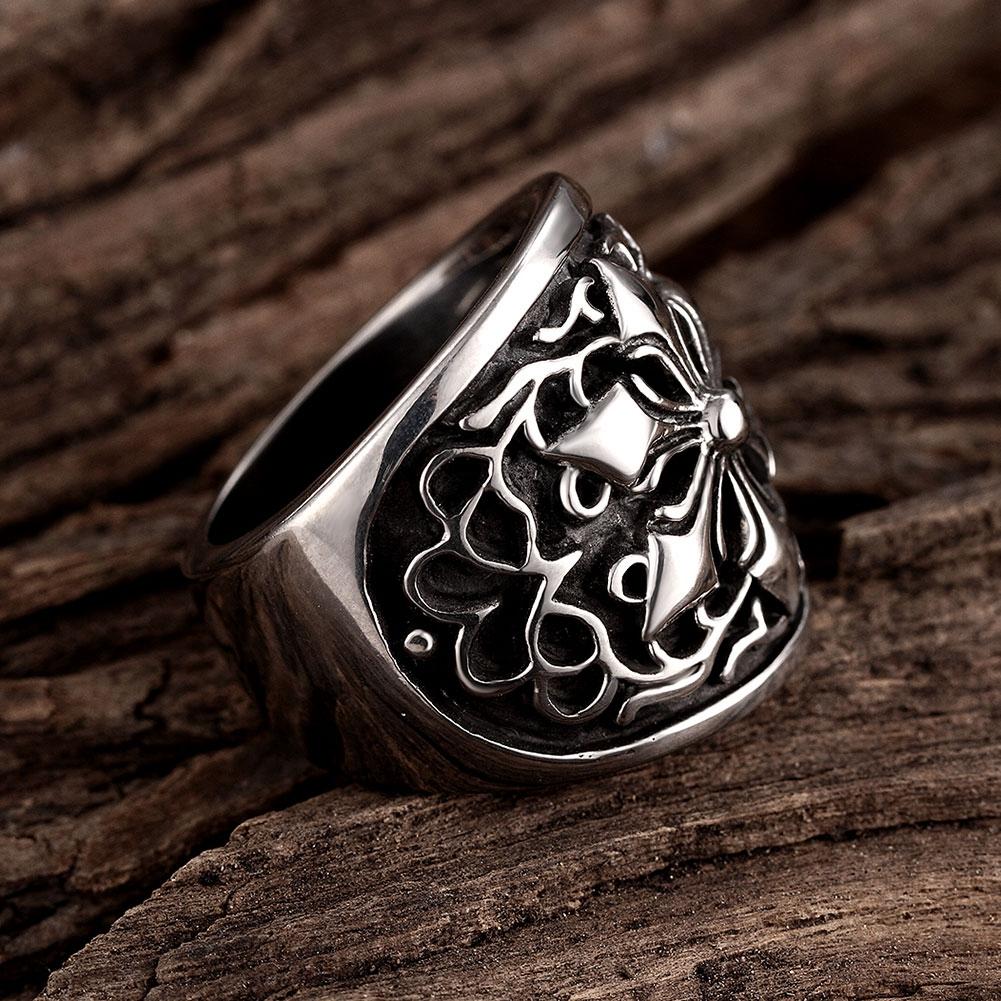 316L Stainless Steel Abstract Floral Statement Ring