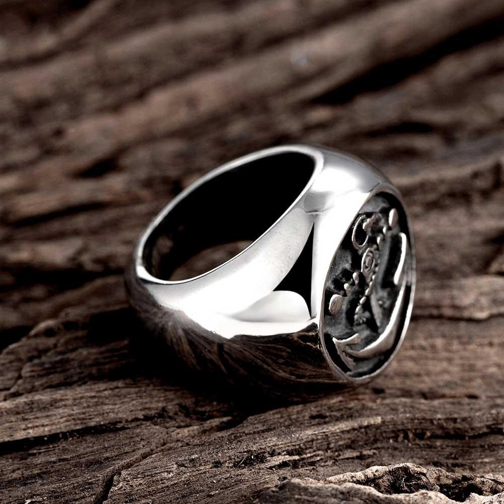 316L Stainless Steel Curved Sailing Anchor Men's Ring