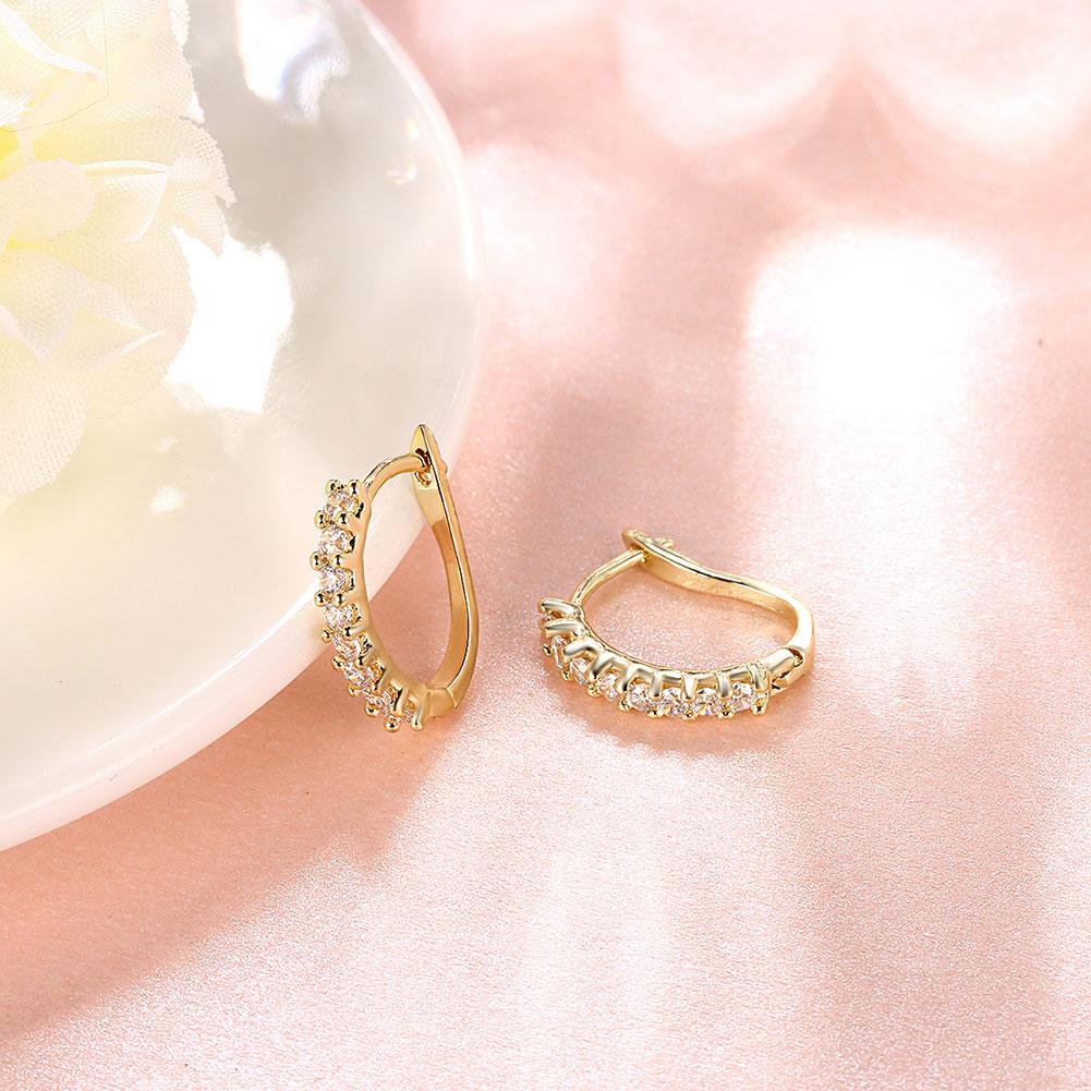 Huggie Earring in 18K Gold Plated with  Crystals