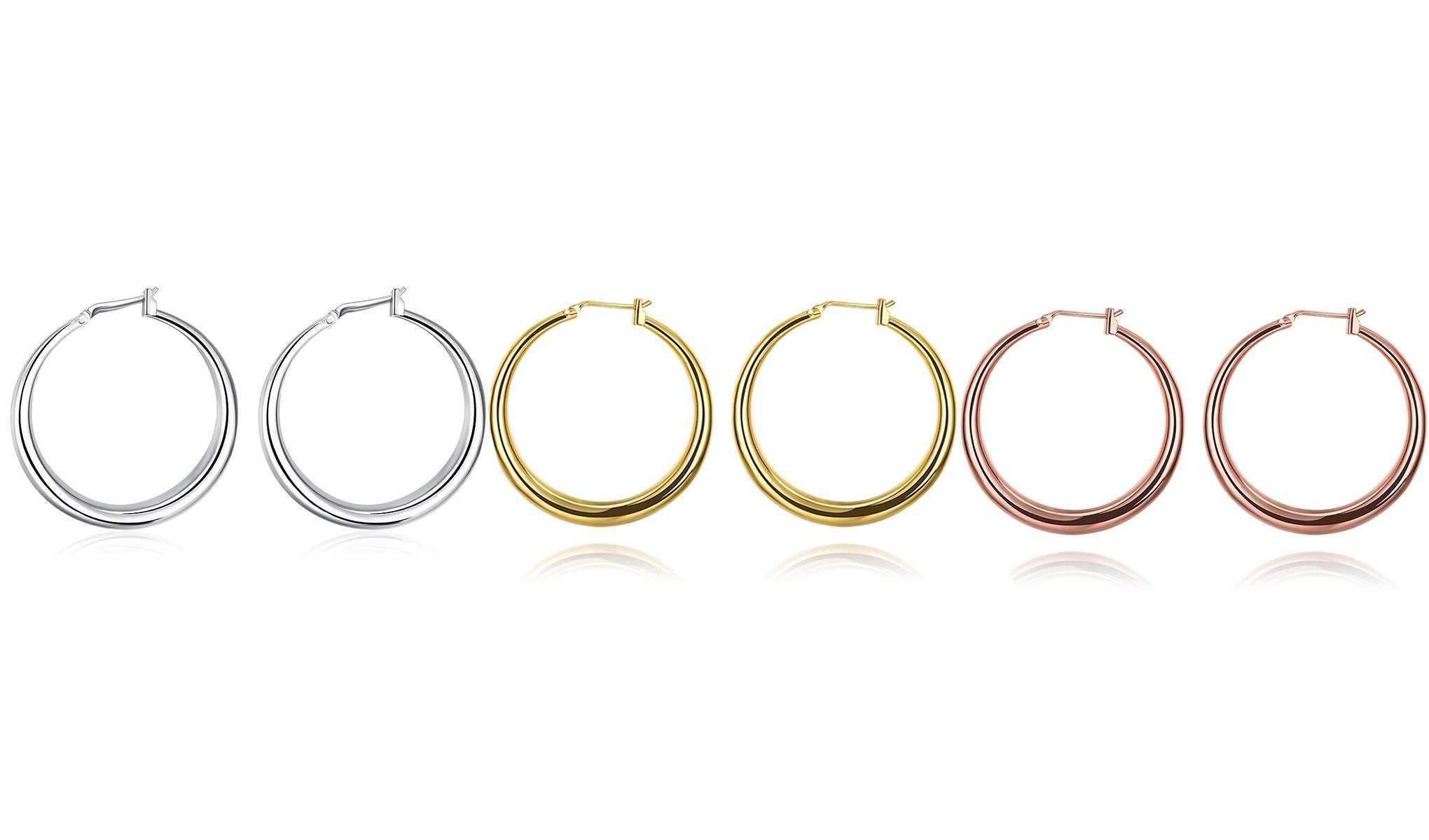 Italian-Made Gold Plated French Lock Hoop Earrings | Silver Milo