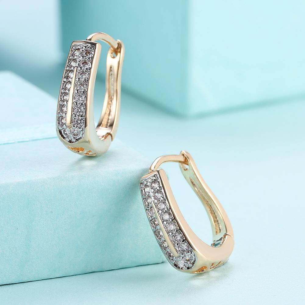 Crystal Micro Pav'e Two Lined Classic Huggies Set in 18K Gold | Silver Milo