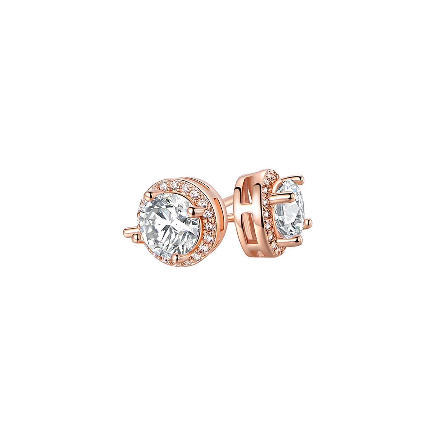 Halo Stud Earrings with Crystals with Gift Box