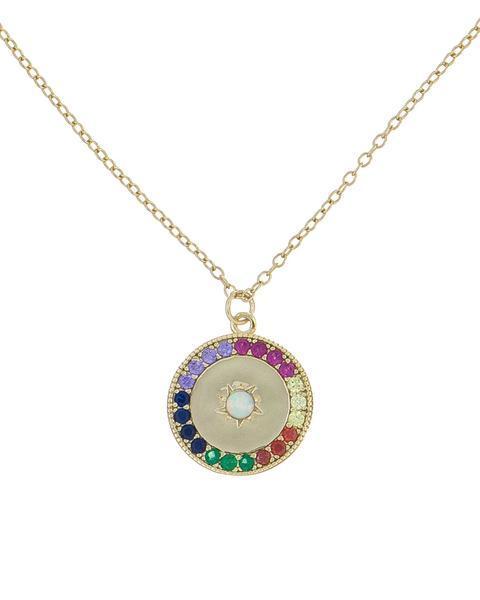 Rainbow  Elements Ayin Hara Protection Circular Pendant Necklace in | Silver Milo