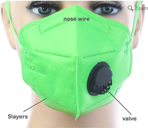 10 Colors KN95 Mask 5 Layers and Exhalation Valve