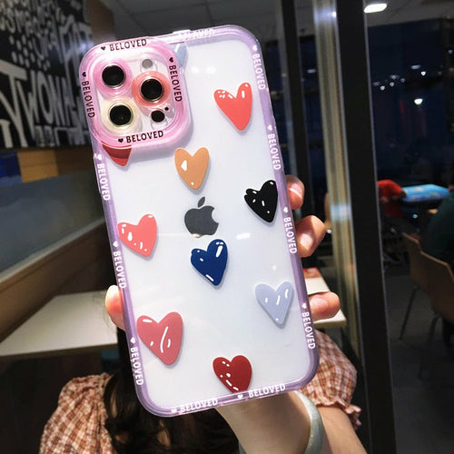 OH Fashion iPhone Case Hearts Clear Case Multiple Colors, 1 Count