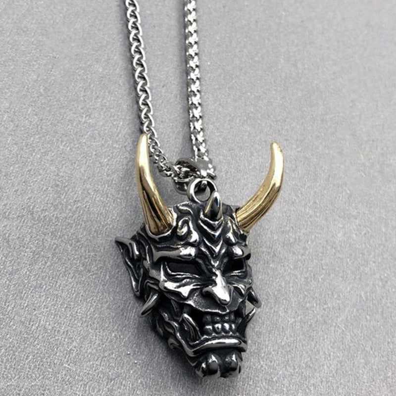 Japanese Ghost Skull Mask Necklace