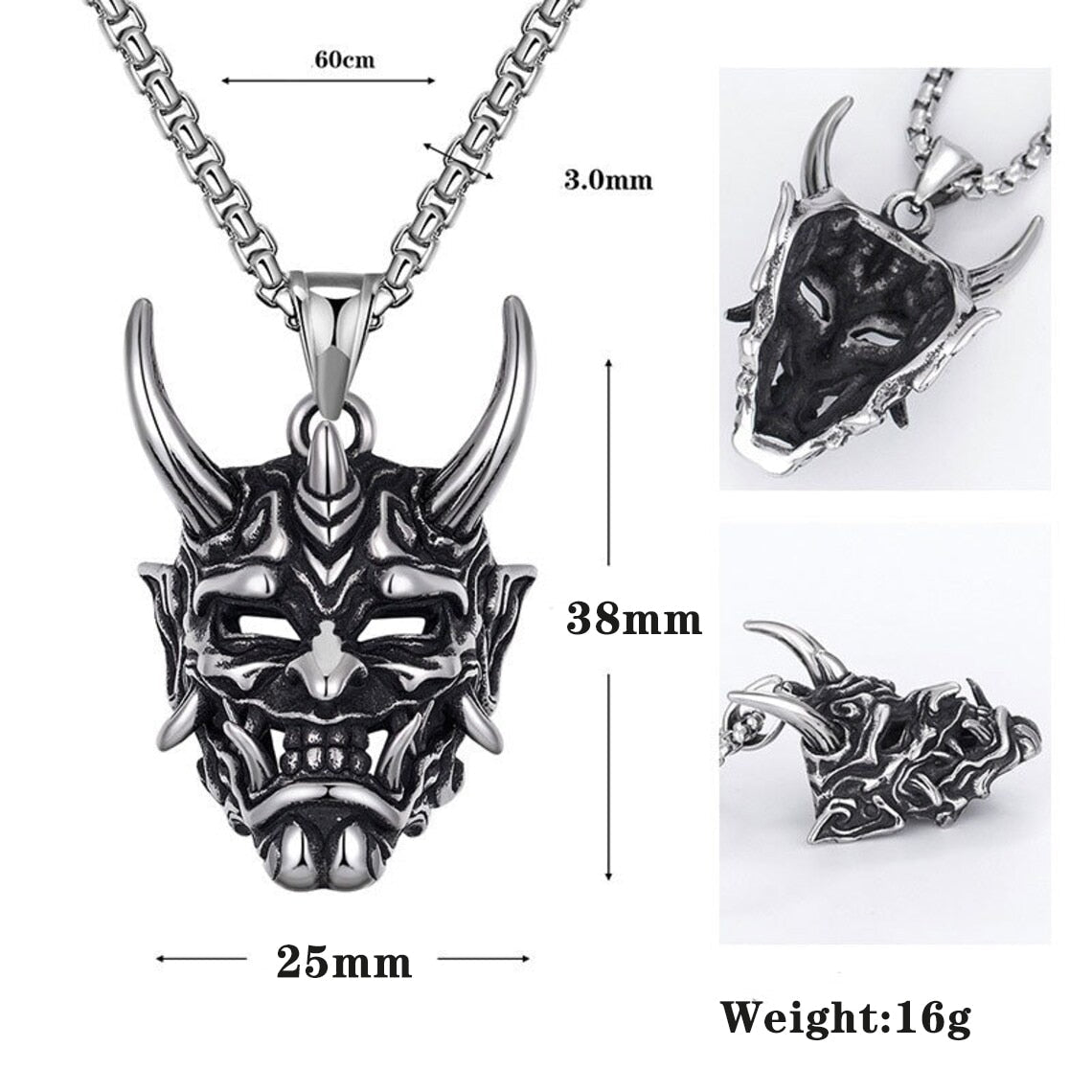 Japanese Ghost Skull Mask Necklace