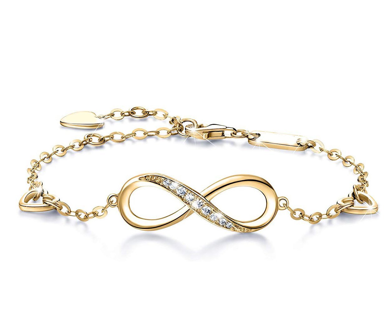 White  Elements Infinite Pendant Chain Bracelet in 14K Gold Plating