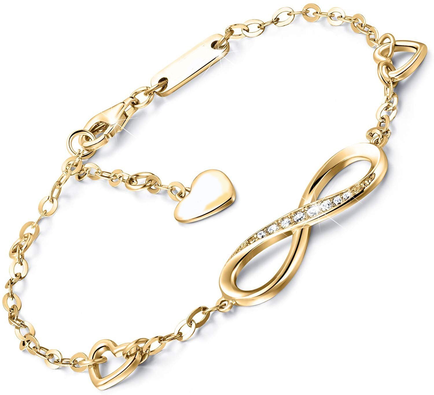 White  Elements Infinite Pendant Chain Bracelet in 14K Gold Plating