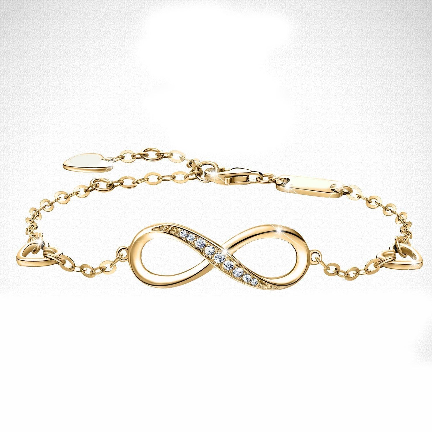 White  Elements Infinite Pendant Chain Bracelet in 14K Gold Plating