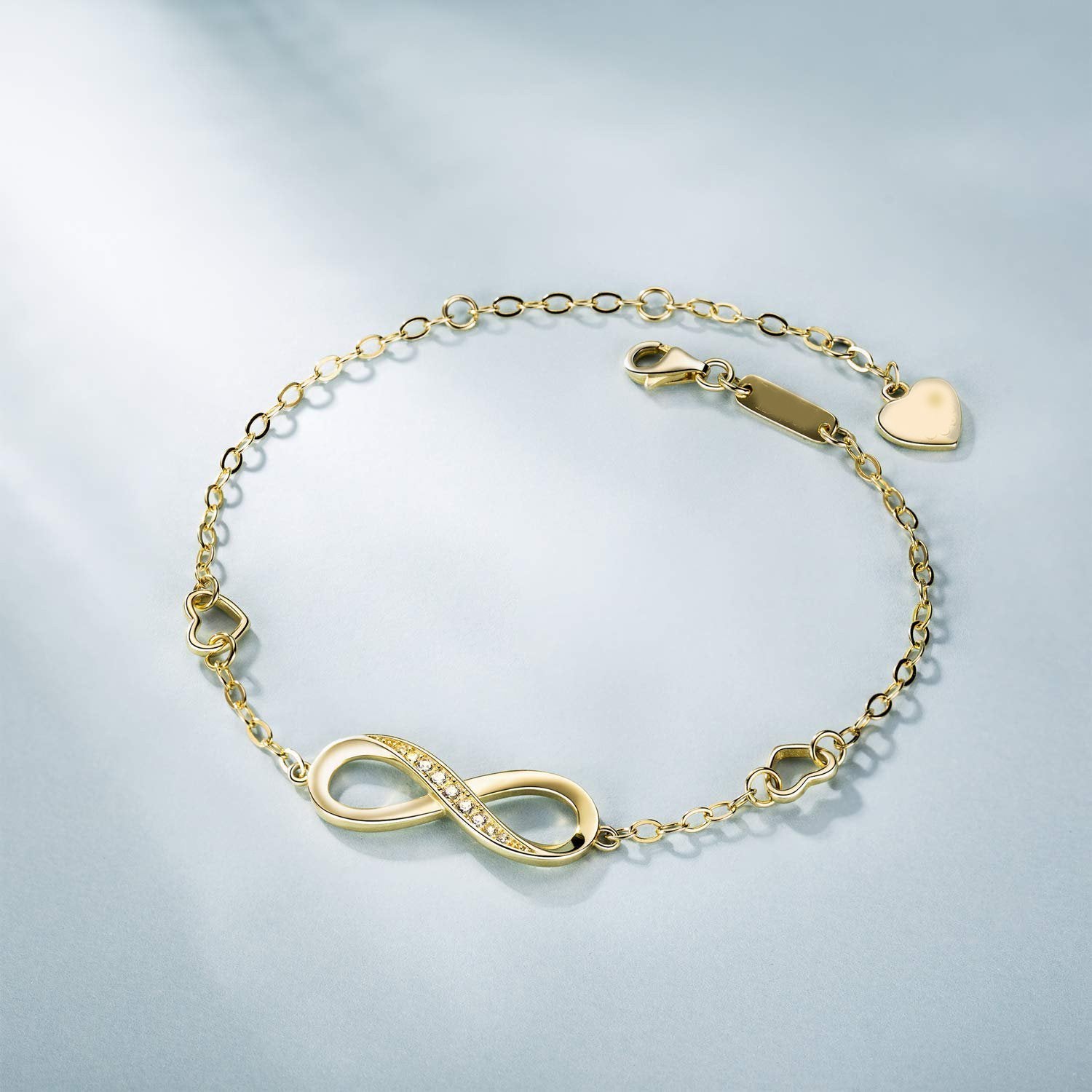 White  Elements Infinite Pendant Chain Bracelet in 14K Gold Plating