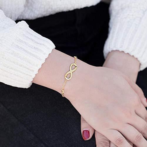 White  Elements Infinite Pendant Chain Bracelet in 14K Gold Plating