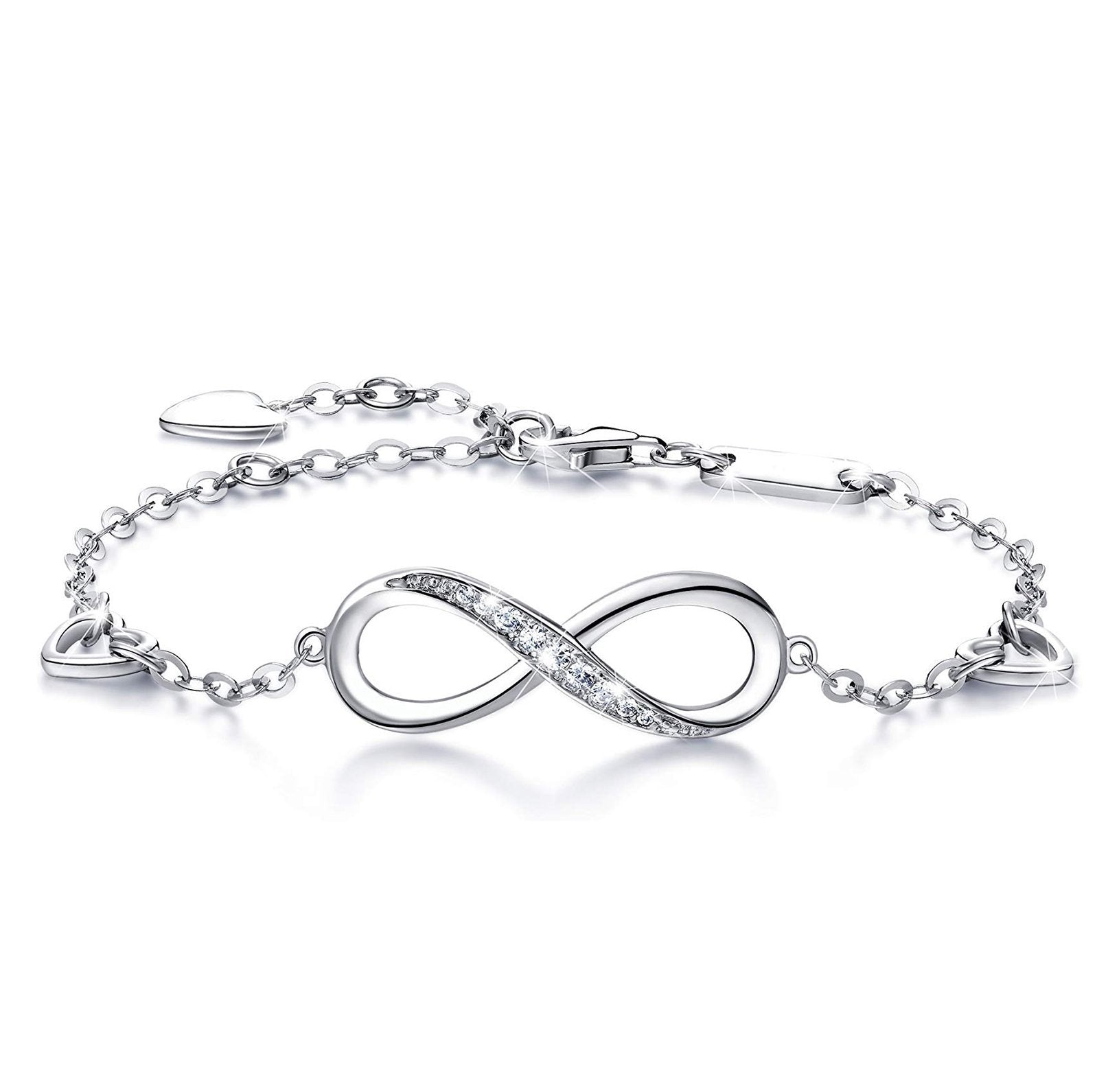 White  Elements Infinite Pendant Chain Bracelet in 14K White Gold | Silver Milo