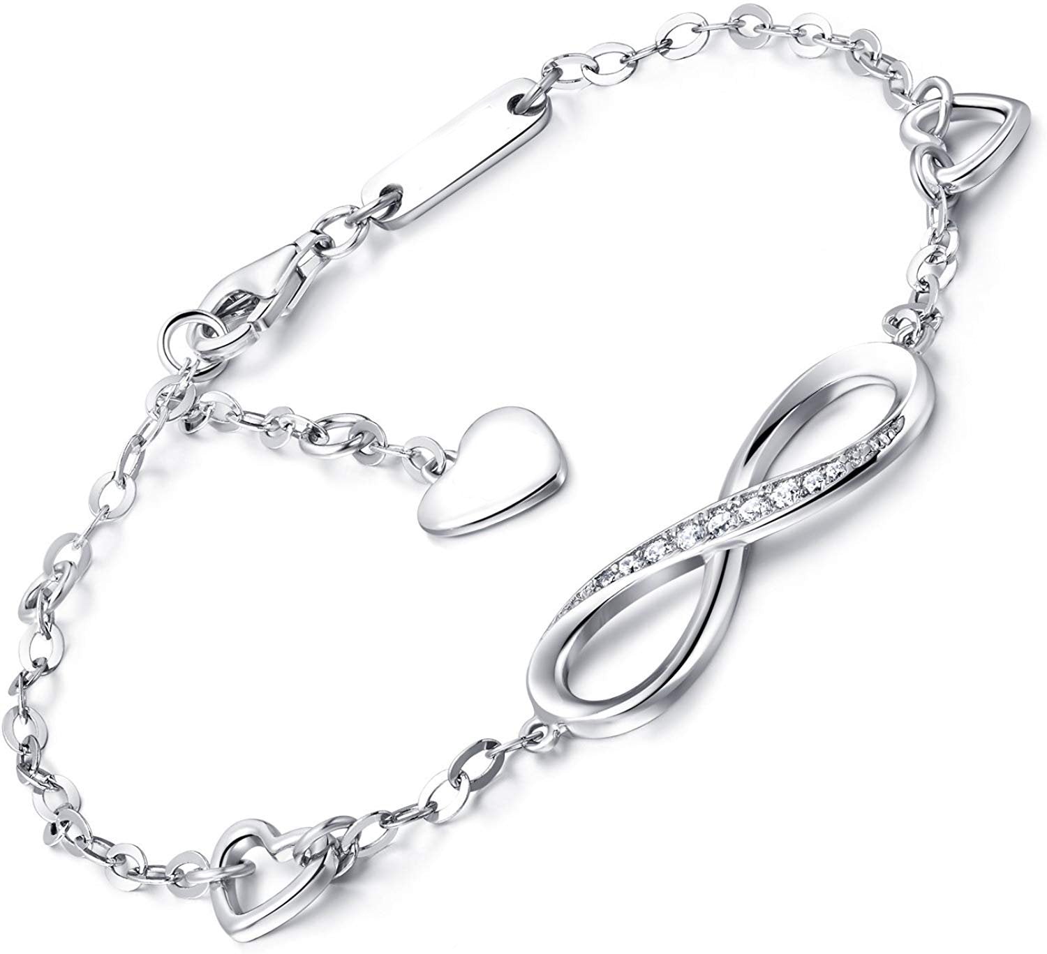 White  Elements Infinite Pendant Chain Bracelet in 14K White Gold