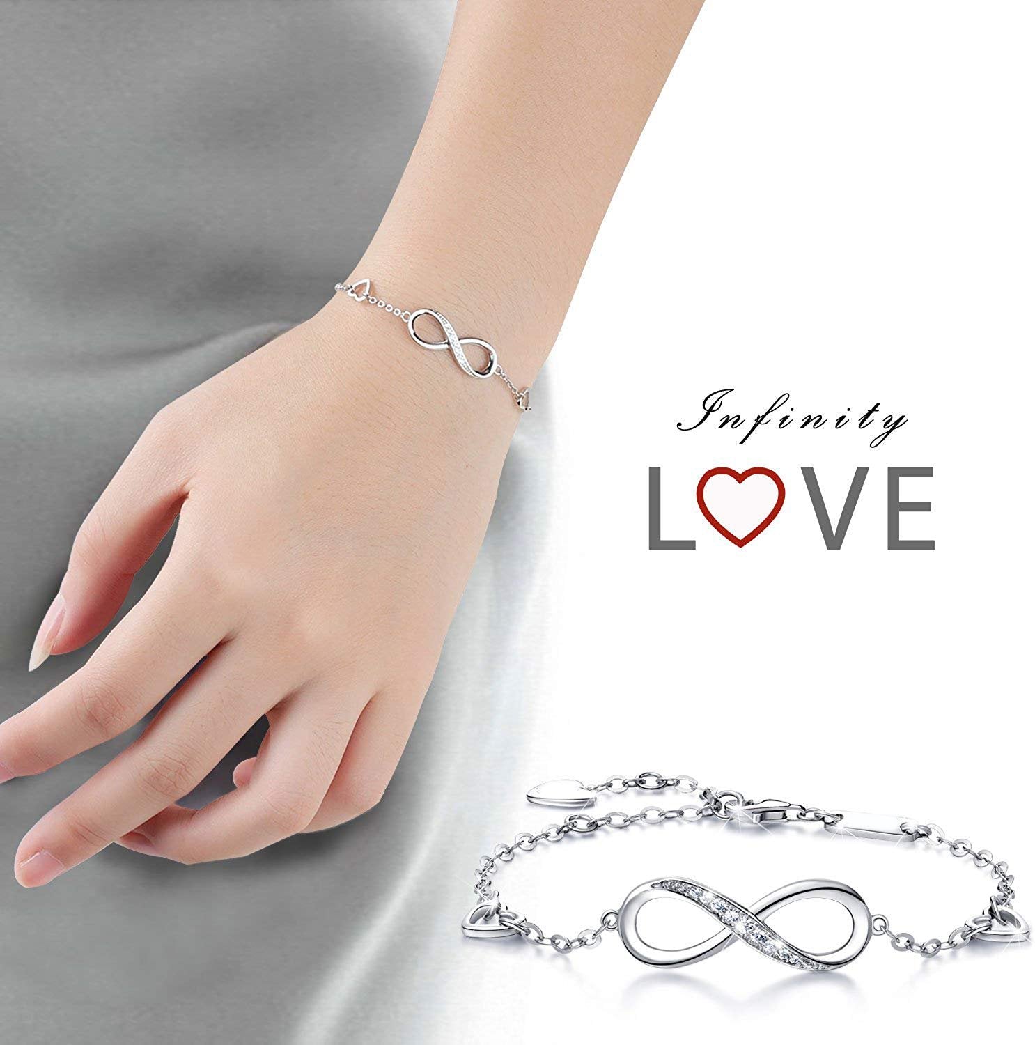 White  Elements Infinite Pendant Chain Bracelet in 14K White Gold