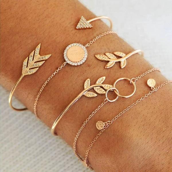 Olive Branch Pav'e Peace 5 PC Bracelet Set