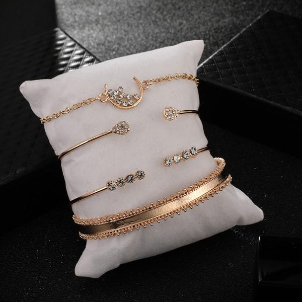 White Crystal Celestial 4 PC Bangle Set in 14K Gold