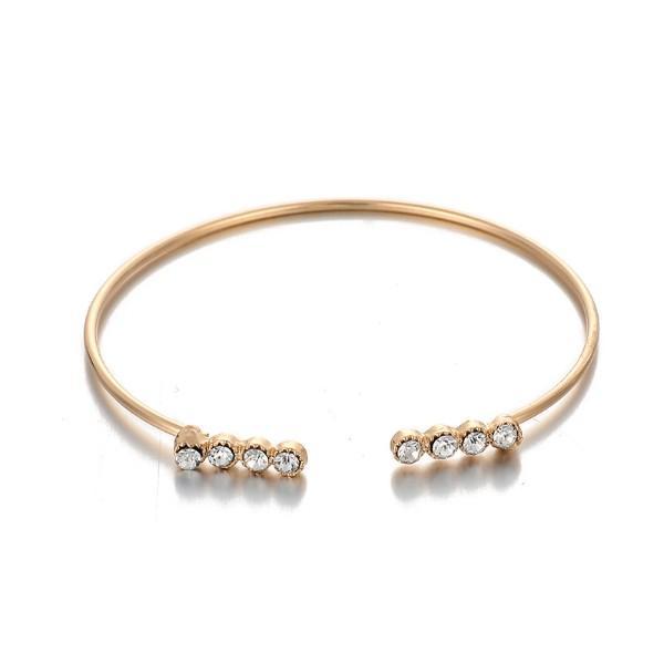 White Crystal Celestial 4 PC Bangle Set in 14K Gold