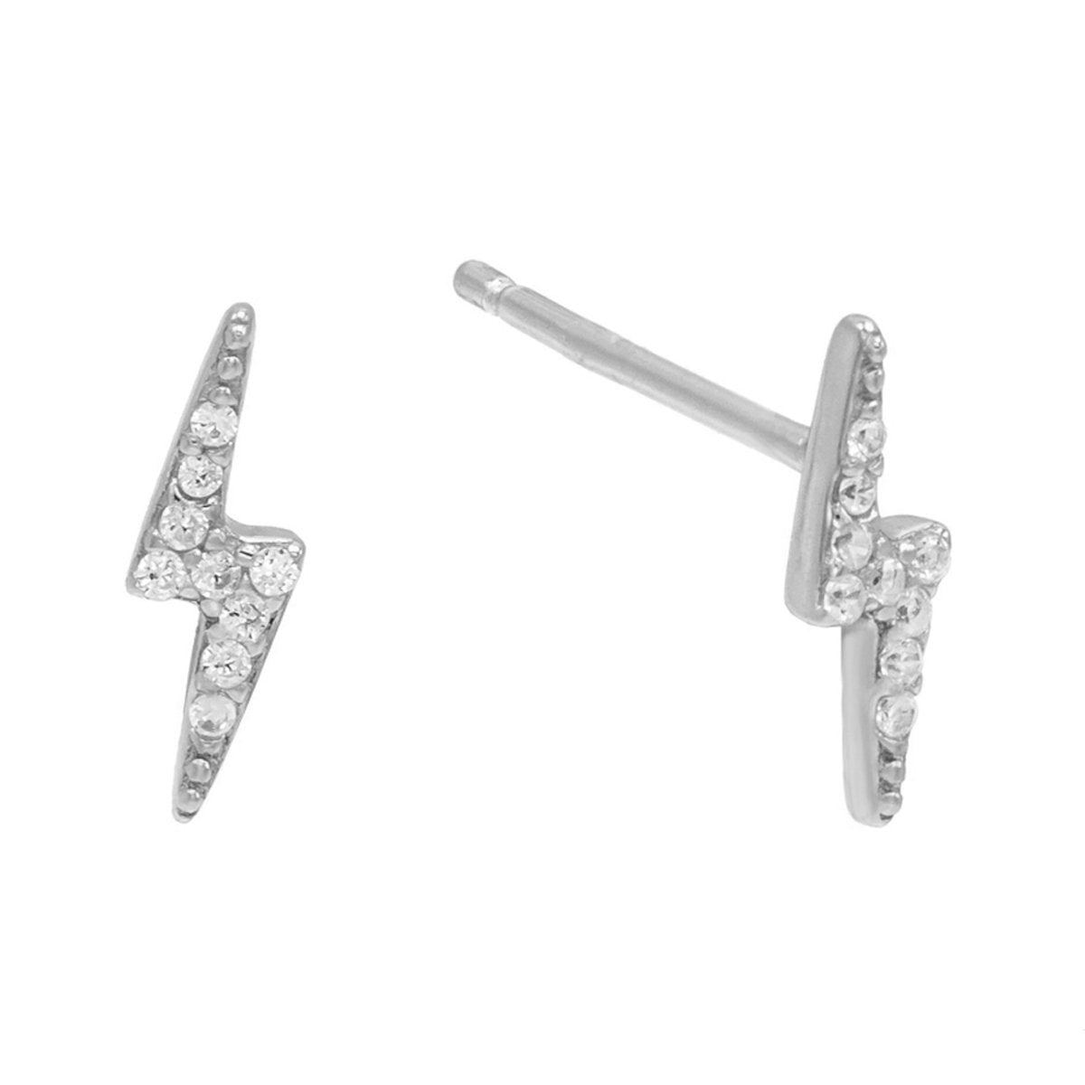 Mini Lighting Bolt  Elements Studs in 14K White Gold