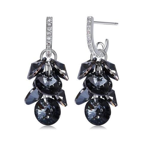 Black  Dangling Cluster Grapevine Earrings in 14K White Gold | Silver Milo