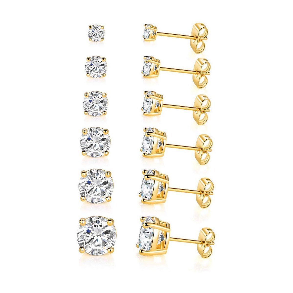 9.00 Cttw Stud Earrings Set 18K White Gold Plated Crystal Gemstone | Silver Milo