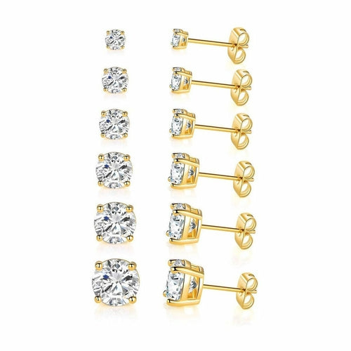 9.00 Cttw Stud Earrings Set 18K White Gold Plated Crystal Gemstone