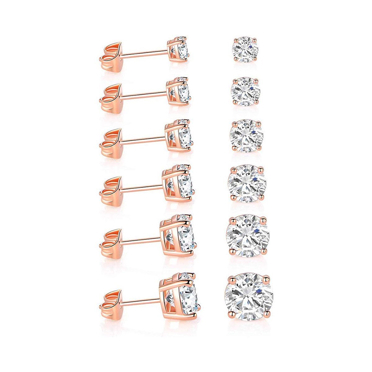 9.00 Cttw Stud Earrings Set 18K White Gold Plated Crystal Gemstone