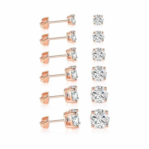 9.00 Cttw Stud Earrings Set 18K White Gold Plated Crystal Gemstone