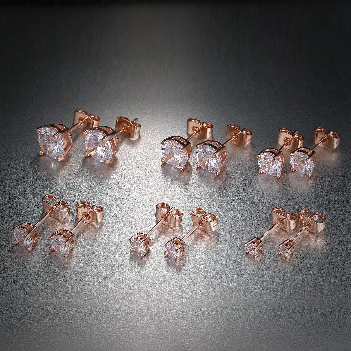 9.00 Cttw Stud Earrings Set 18K White Gold Plated Crystal Gemstone