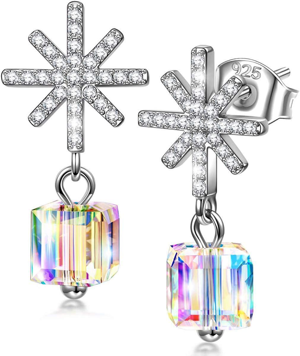 Aurora Borilles Snowflake Pave Drop Earring