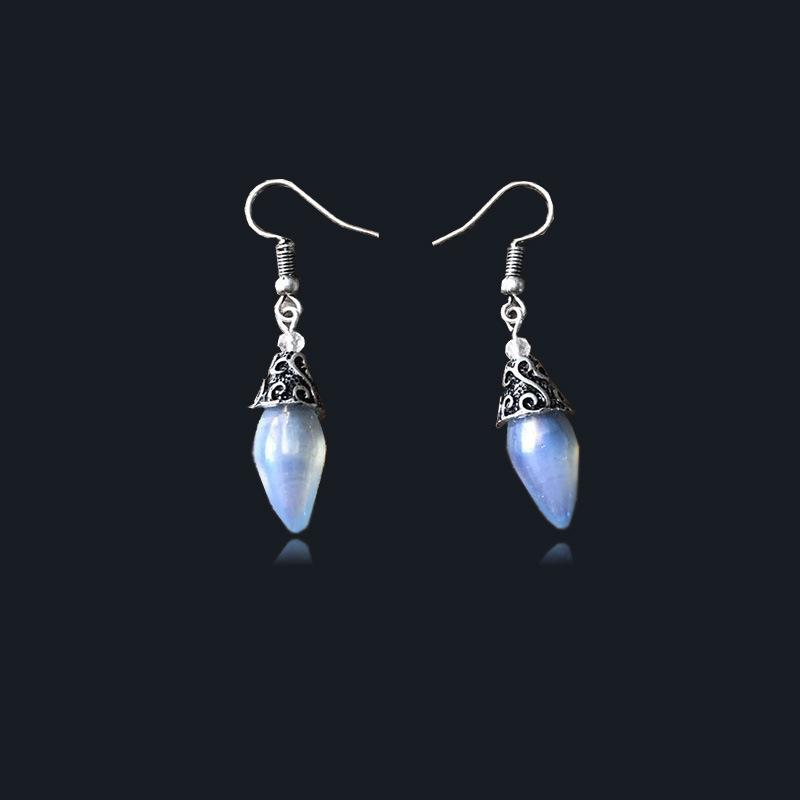 Opal Drop Earring in 18K White Gold Plated